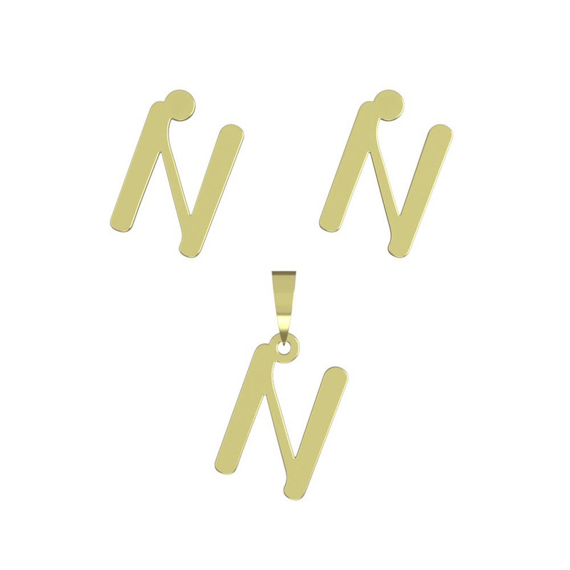 نیم ست طلا 18 عیار زنانه مدوپد مدل حرف N کد NA16794