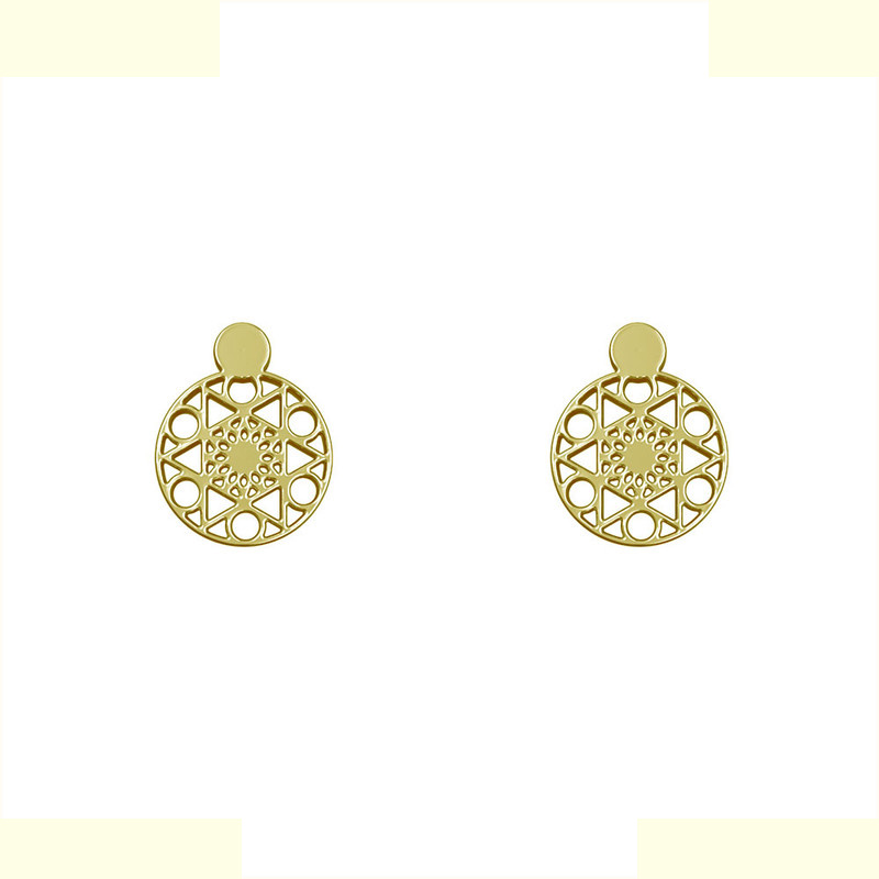 گوشواره طلا 18 عیار زنانه مدوپد مدل دایره اسلیمی کد GA1-10155