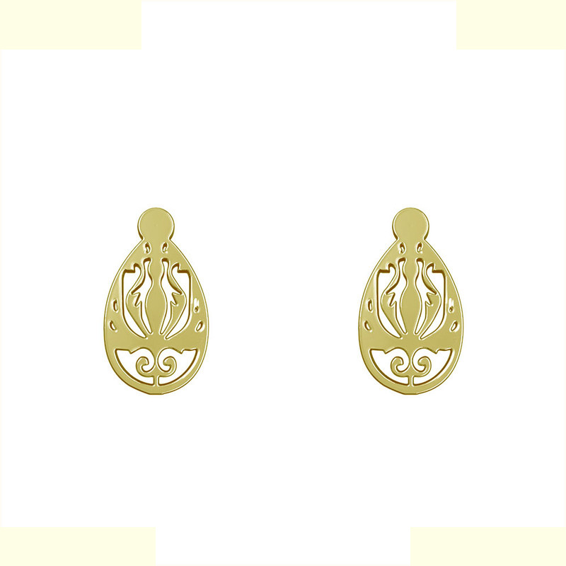 گوشواره طلا 18 عیار زنانه مدوپد مدل اسلیمی کد GA1-10586