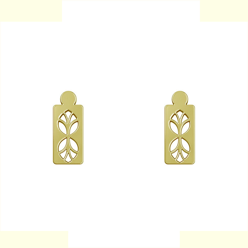 گوشواره طلا 18 عیار زنانه مدوپد مدل مستطیل کد GA1-10863