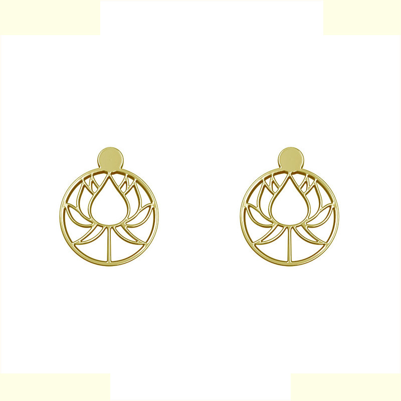 گوشواره طلا 18 عیار زنانه مدوپد مدل دایره و گل کد GA1-10943