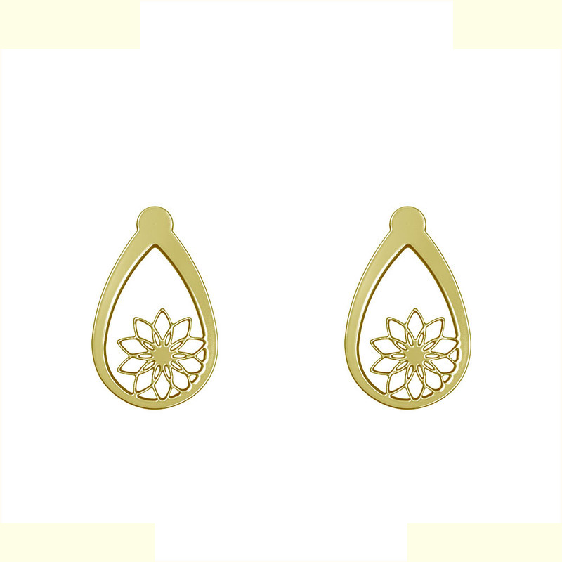 گوشواره طلا 18 عیار زنانه مدوپد مدل گل کد GA1-10985