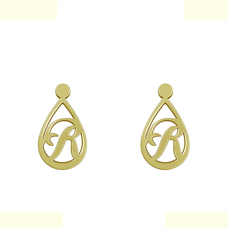 گوشواره طلا 18 عیار زنانه مدوپد مدل حرف r کد GA1-11241