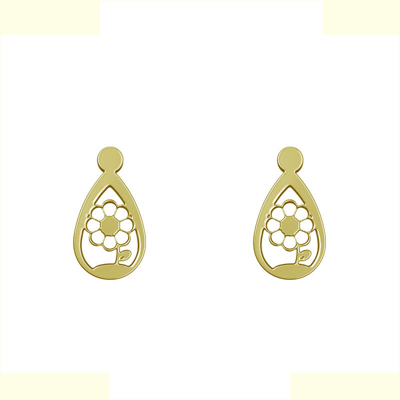 گوشواره طلا 18 عیار زنانه مدوپد مدل گل کد GA1-11749