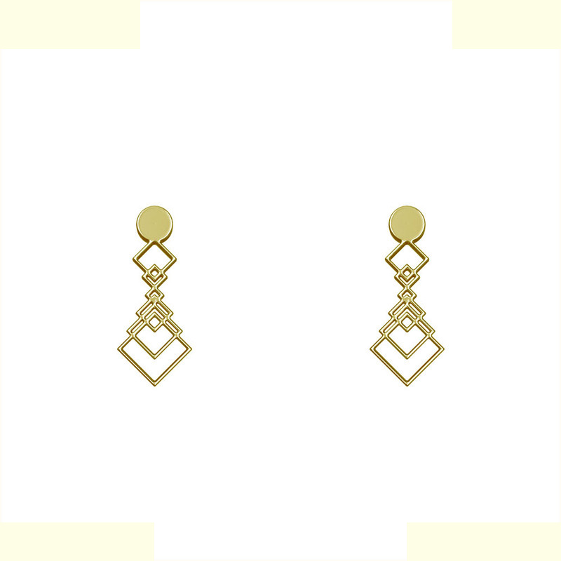 گوشواره طلا 18 عیار زنانه مدوپد مدل لوزی حلقه ای کد GA1-12169