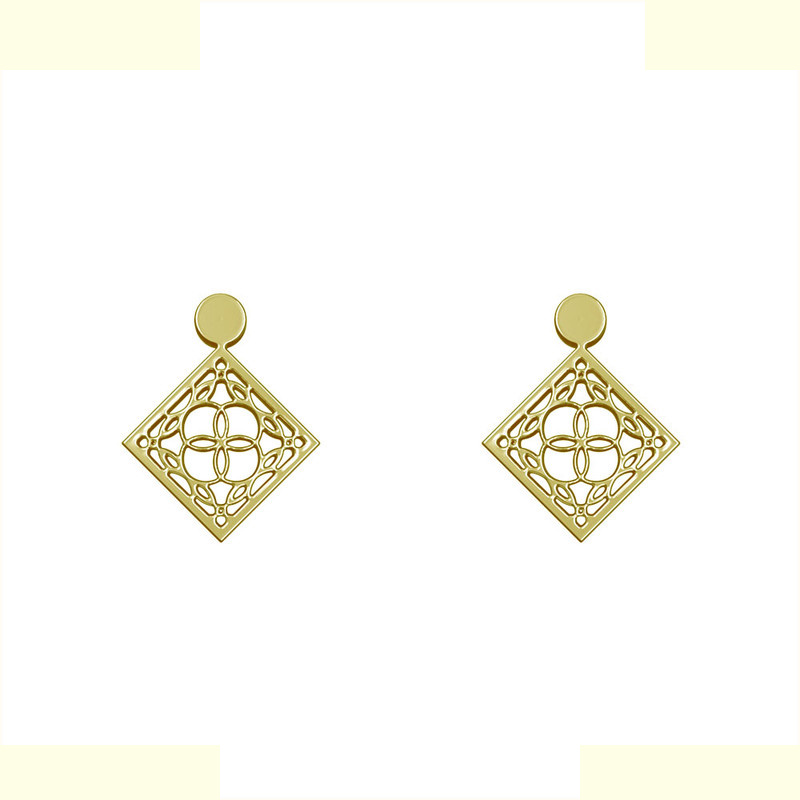 گوشواره طلا 18 عیار زنانه مدوپد مدل هندسی کد GA1-13825