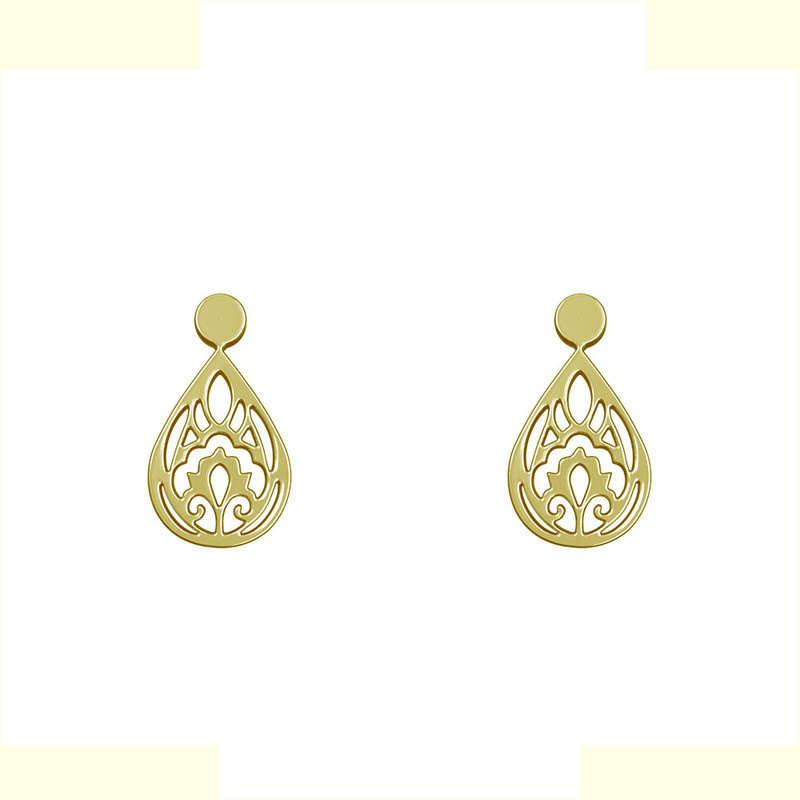 گوشواره طلا 18 عیار زنانه مدوپد مدل هندسی کد GA1-14041