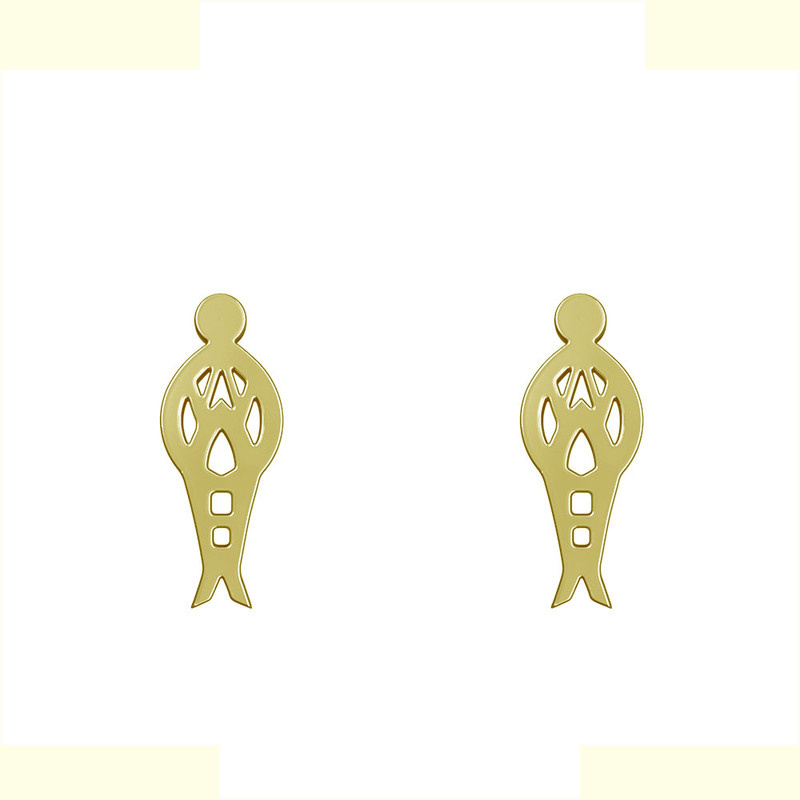 گوشواره طلا 18 عیار زنانه مدوپد مدل هندسی کد GA1-14625