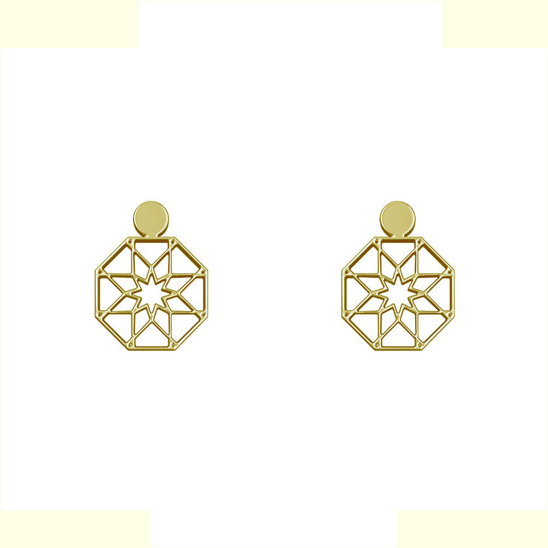 گوشواره طلا 18 عیار زنانه مدوپد مدل هندسی کد GA1-14927