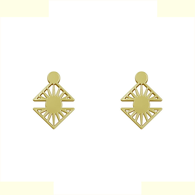 گوشواره طلا 18 عیار زنانه مدوپد مدل هندسی کد GA1-15011