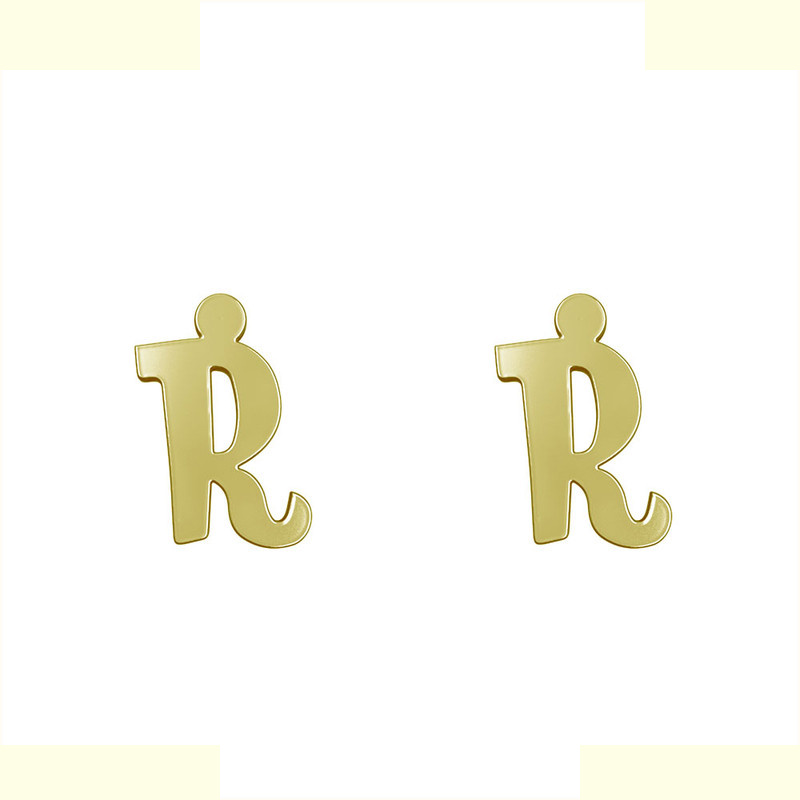 گوشواره طلا 18 عیار زنانه مدوپد مدل حرف R کد GA1-16644