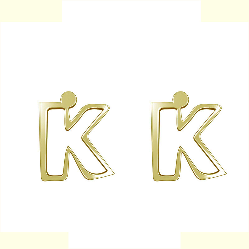 گوشواره طلا 18 عیار زنانه مدوپد مدل حرف K کد GA1-16691