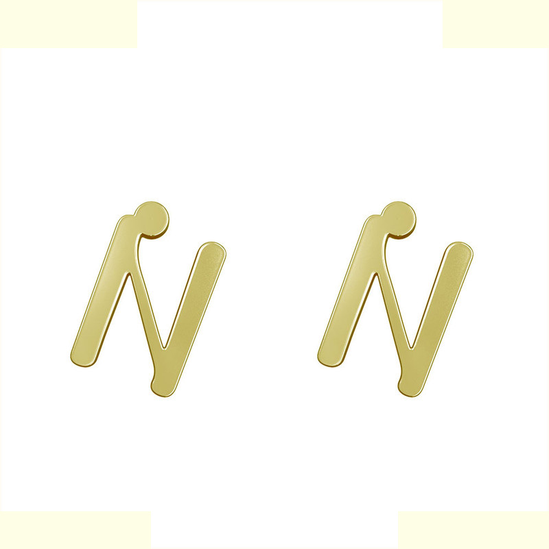 گوشواره طلا 18 عیار زنانه مدوپد مدل حرف N کد GA1-16794