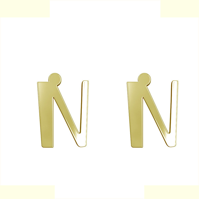گوشواره طلا 18 عیار زنانه مدوپد مدل حرف N کد GA1-16848
