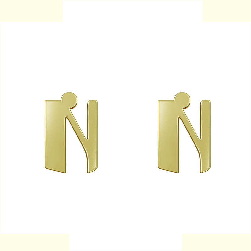 گوشواره طلا 18 عیار زنانه مدوپد مدل حرف N کد GA1-16874