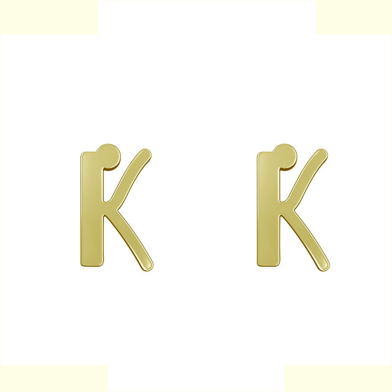 گوشواره طلا 18 عیار زنانه مدوپد مدل حرف K کد GA1-16897