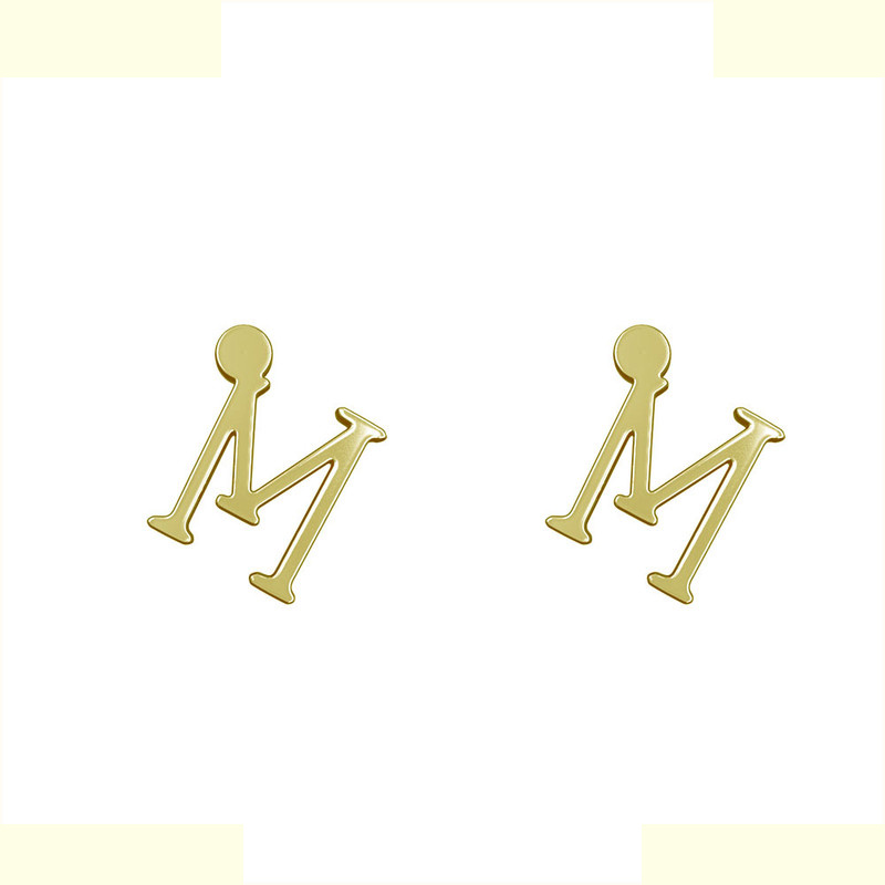 گوشواره طلا 18 عیار زنانه مدوپد مدل حرف M کد GA1-16977