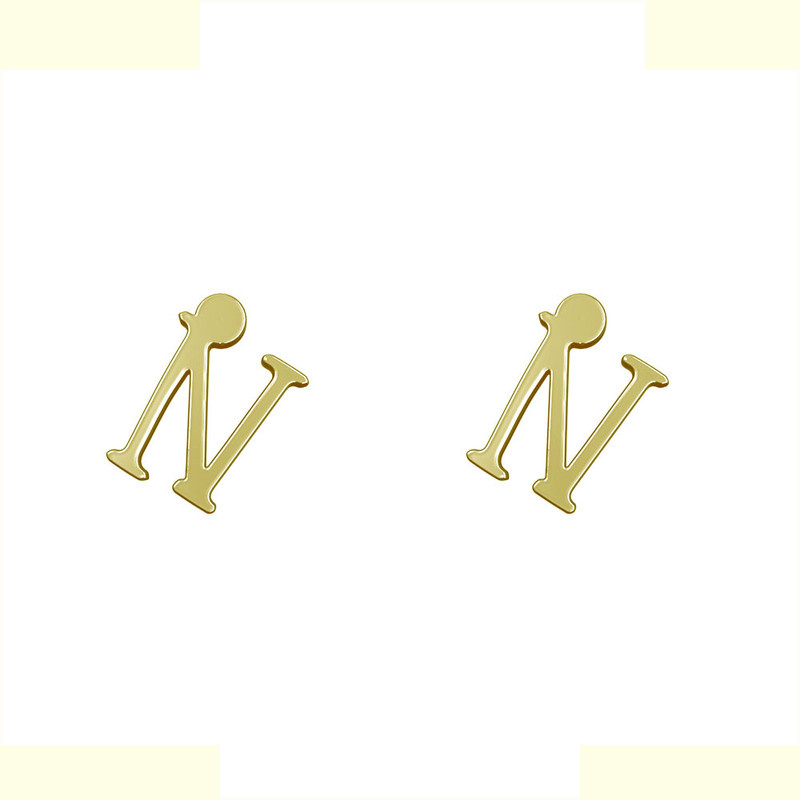 گوشواره طلا 18 عیار زنانه مدوپد مدل حرف N کد GA1-16978