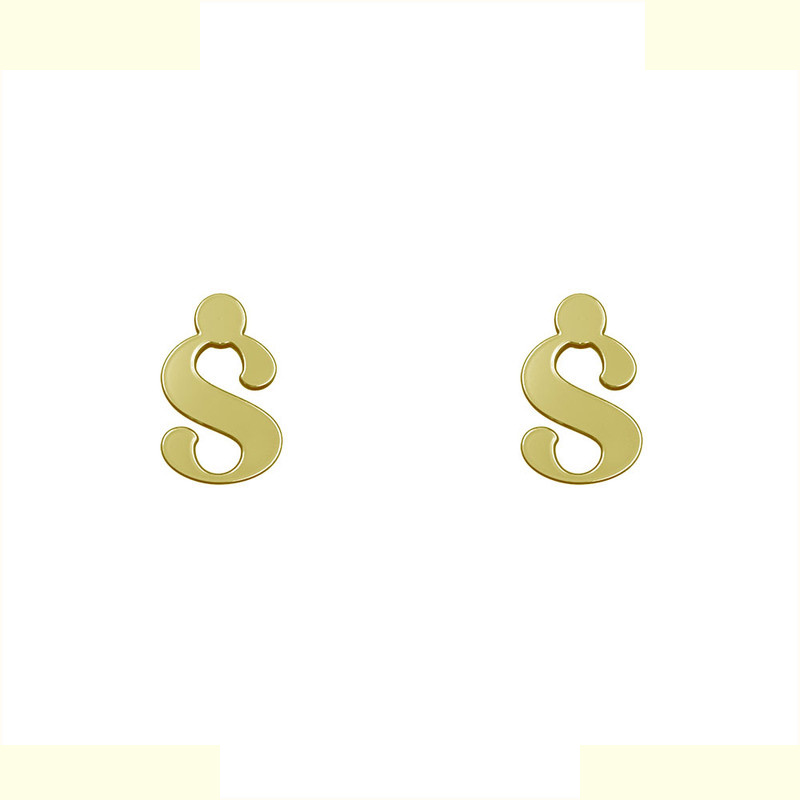 گوشواره طلا 18 عیار زنانه مدوپد مدل حرف S کد GA1-17165