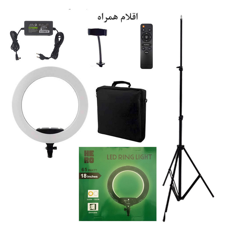 رینگ لایت هیرو مدل KY-BK-416 65W به همراه سه پایه رینگ لایت هیرو مدل KY-BK-416 65W به همراه سه پایه
