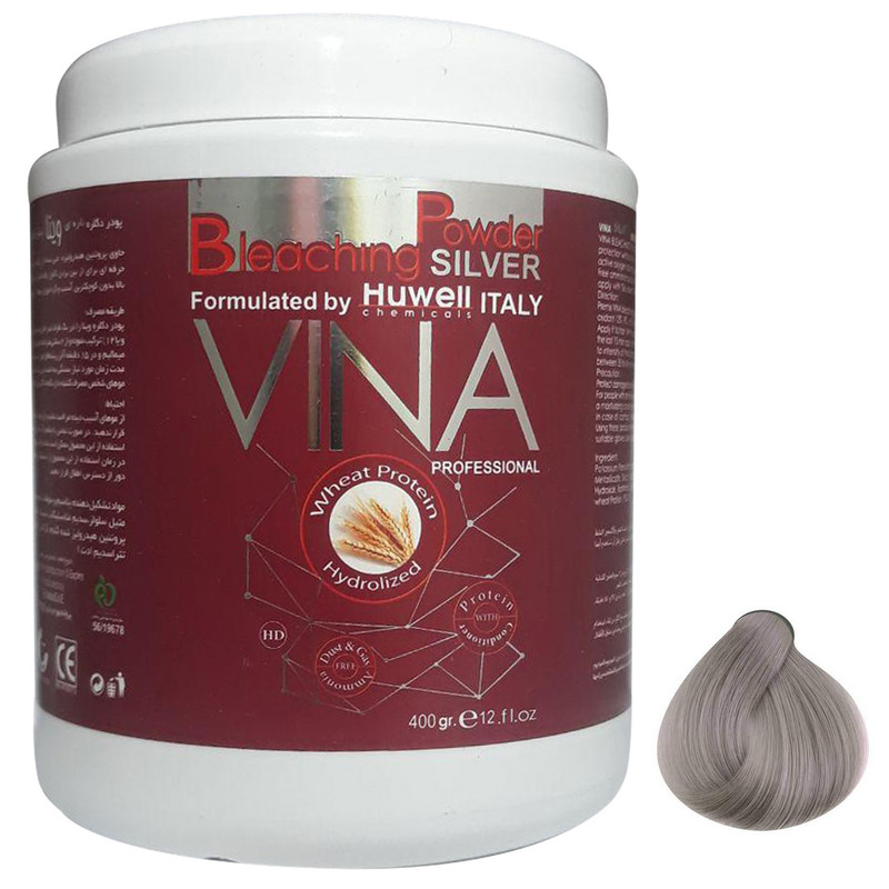 پودر دکلره وینا کد 401 وزن 400 گرم رنگ نقره ای پودر دکلره وینا کد 401 وزن 400 گرم رنگ نقره ای