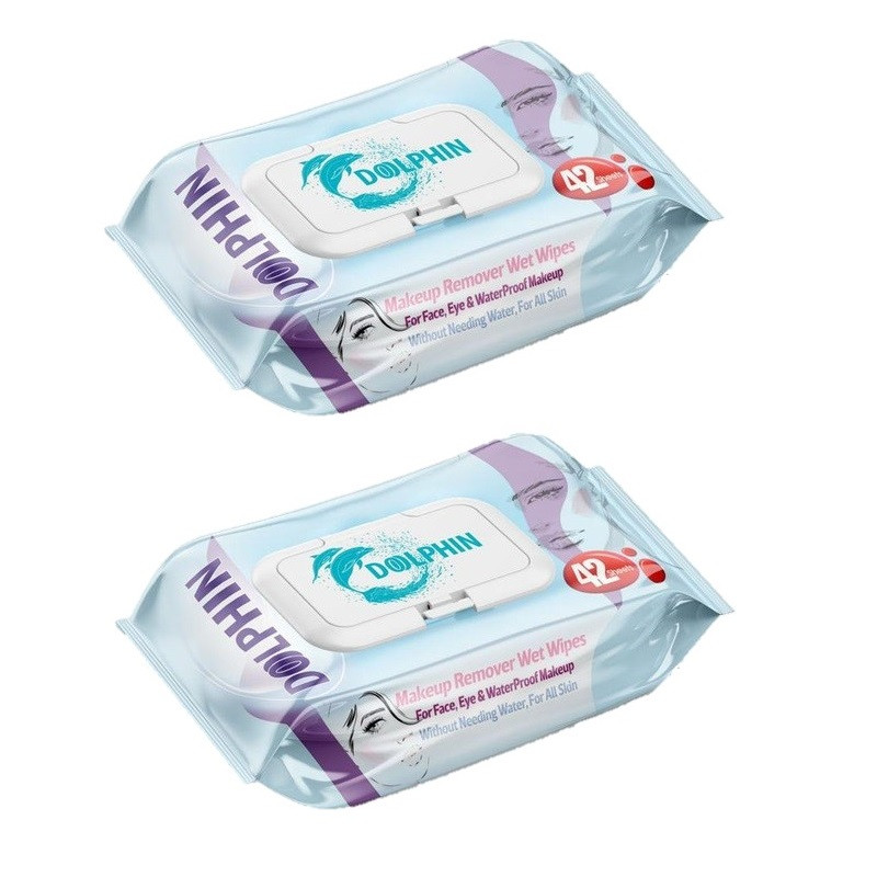 دستمال مرطوب پاک کننده آرایش دلفین کد 1 مجموعه 2 عددی دستمال مرطوب پاک کننده آرایش دلفین کد 1 مجموعه 2 عددی
