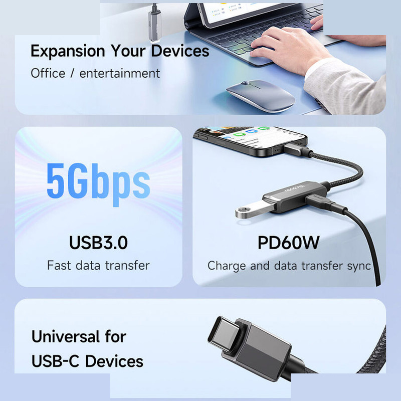 مبدل USB-C به OTG/USB-C مک دودو مدل CA-2830 مبدل USB-C به OTG/USB-C مک دودو مدل CA-2830