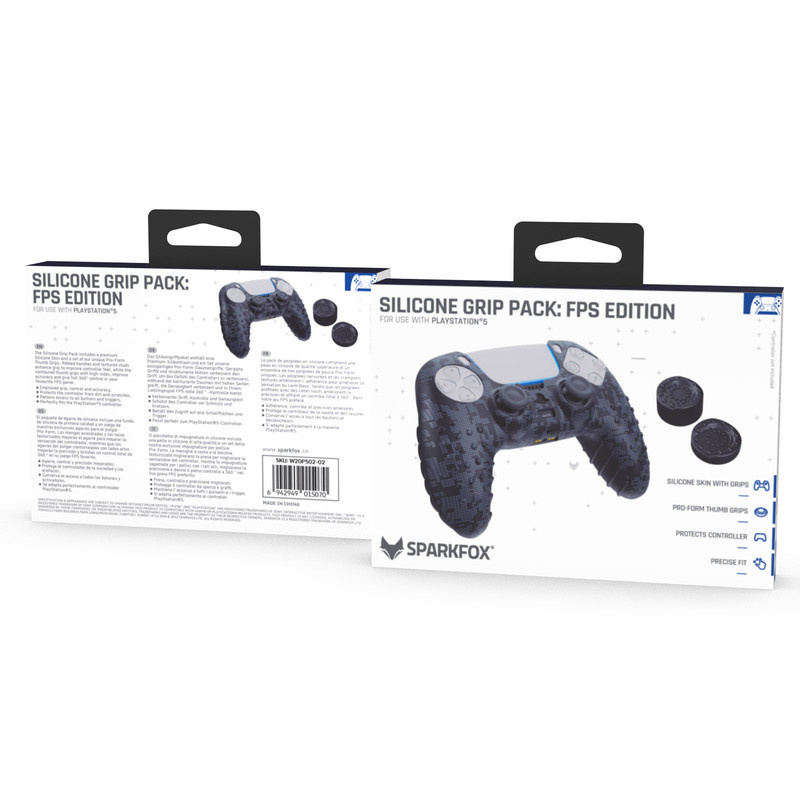 محافظ دسته پلی استیشن 5 اسپارک فاکس مدل Silicone Grip Pack Digital Camo به همراه روکش آنالوگ محافظ دسته پلی استیشن 5 اسپارک فاکس مدل Silicone Grip Pack Digital Camo به همراه روکش آنالوگ