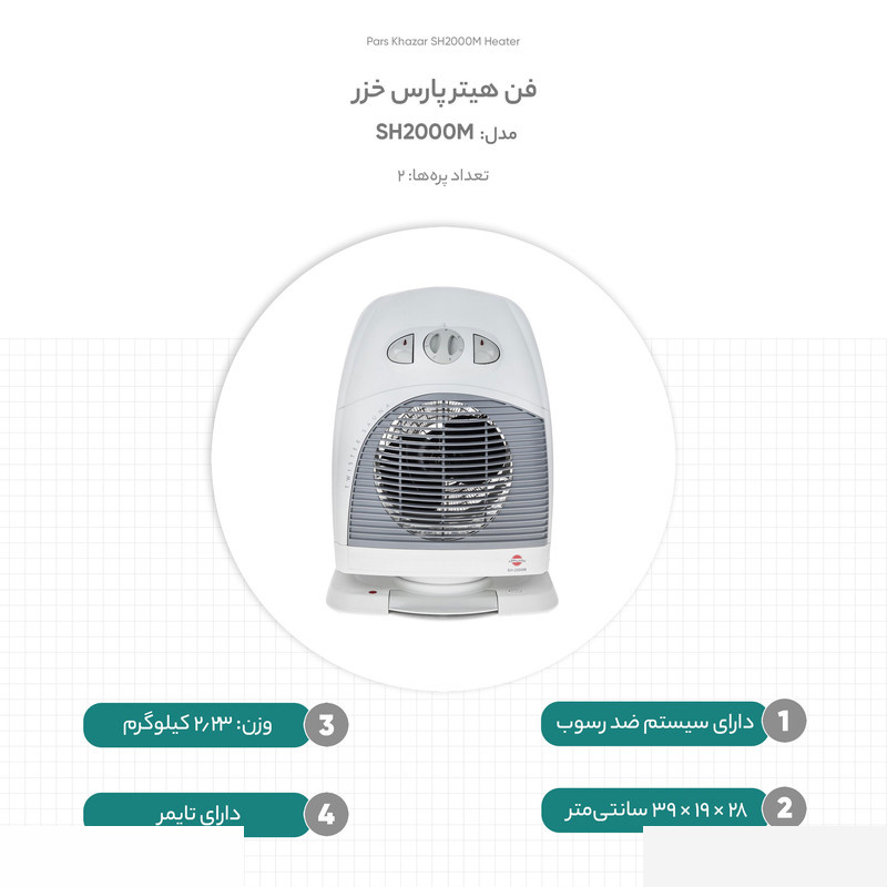 فن هیتر پارس خزر مدل SH2000M فن هیتر پارس خزر مدل SH2000M