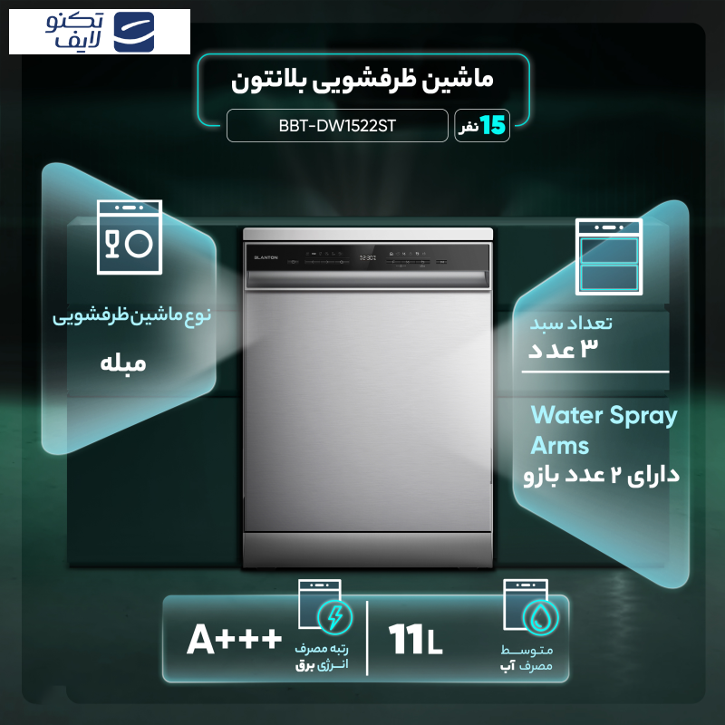 ماشین ظرفشویی 15 نفره بلانتون مدل BBT-DW1522ST ماشین ظرفشویی 15 نفره بلانتون مدل BBT-DW1522ST