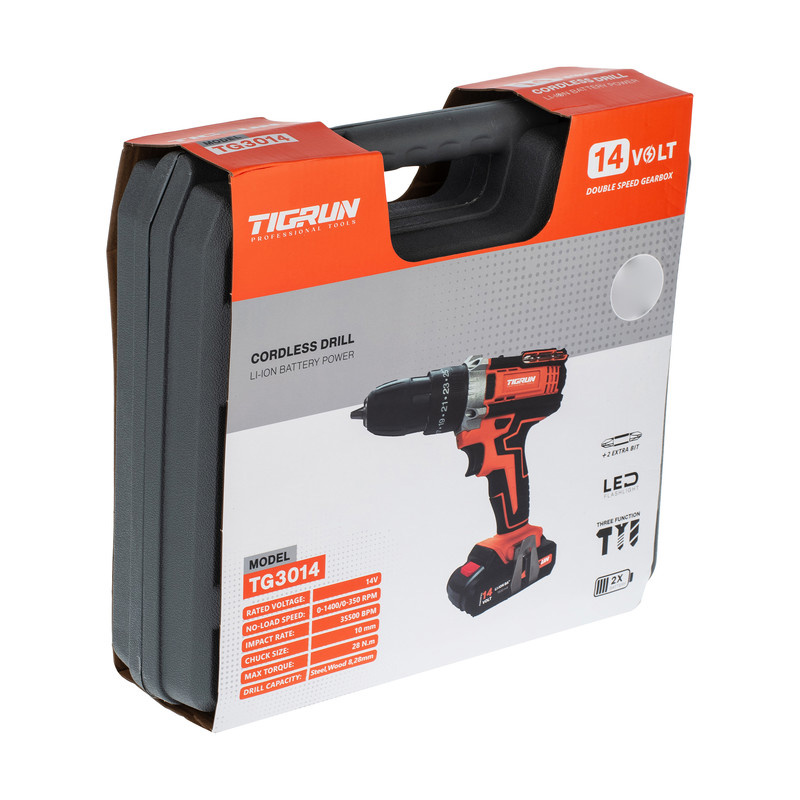 دریل پیچ گوشتی چکشی شارژی تیگران کد TG3014-14V دریل پیچ گوشتی چکشی شارژی تیگران کد TG3014-14V