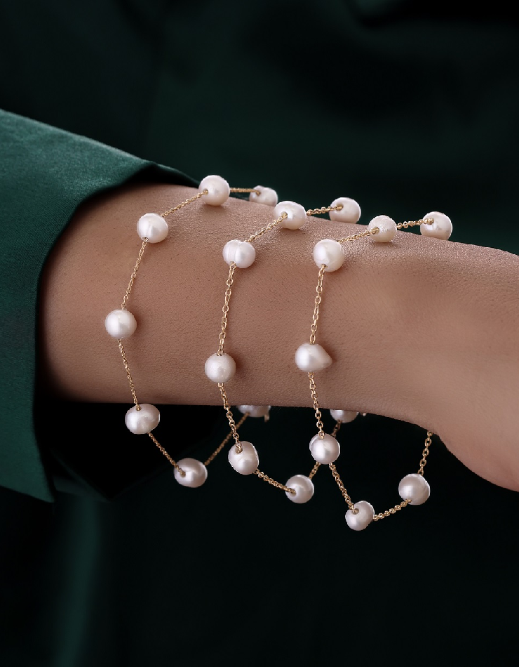 نیم ست طلا 18 عیار اپال گلد مدل مرواریدی نیم ست طلا 18 عیار اپال گلد مدل مرواریدی