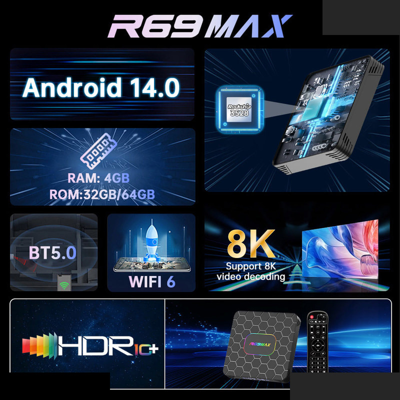 اندروید باکس مدل R69 Max 64 گ اندروید باکس مدل R69 Max 64 گ