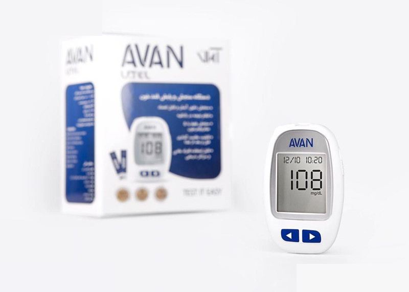 دستگاه تست قندخون آوان مدل AGM01 به همراه نوار تست قند خون آوان مدل AGMO1 مجموعه 2 عددی