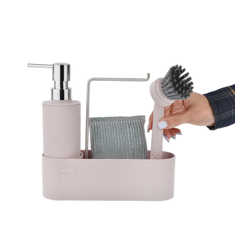 مخزن مایع ظرفشویی لیمون کد RM2124 به همراه استند و فرچه