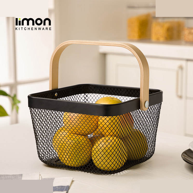 سبد ارگانایزر لیمون مدل دسته چوبی 2321