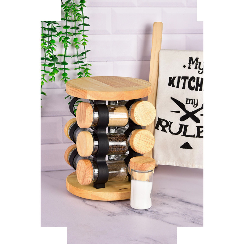 ست جا ادویه 12پارچه لیمون مدل چوبی کد 2304 ست جا ادویه 12پارچه لیمون مدل چوبی کد 2304