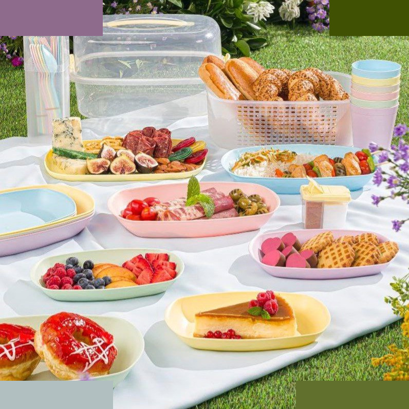 سبد پیک نیک 42 پارچه لیمون مدل پاستیلی سبد پیک نیک 42 پارچه لیمون مدل پاستیلی