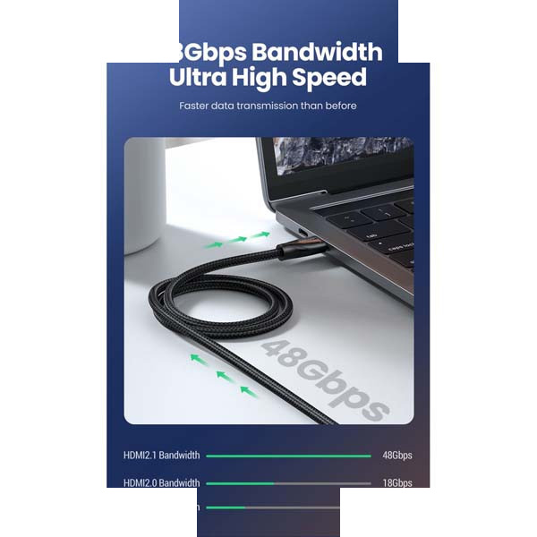 کابل 2.1 HDMI یوگرین مدل 80404-HD140 طول 3 متر کابل 2.1 HDMI یوگرین مدل 80404-HD140 طول 3 متر