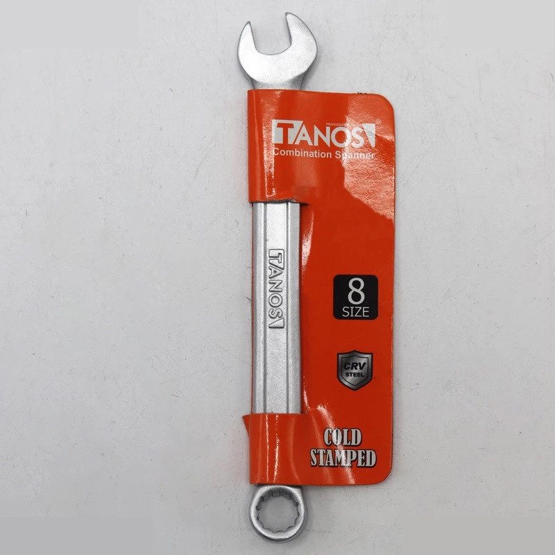 آچار یکسر تخت و یکسر رینگی تانوس مدل -SMT-TANOS-8MM-TAkht-ring سایز 8 میلی متر