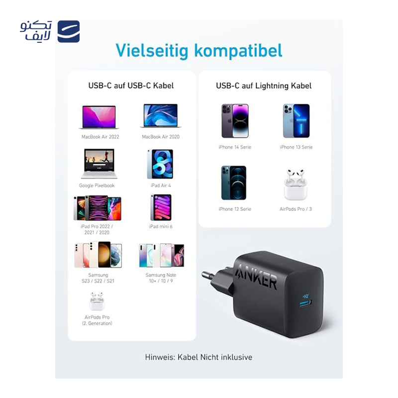 شارژر دیواری 30 وات انکر مدل A2640 به همراه کابل USB-C شارژر دیواری 30 وات انکر مدل A2640 به همراه کابل USB-C
