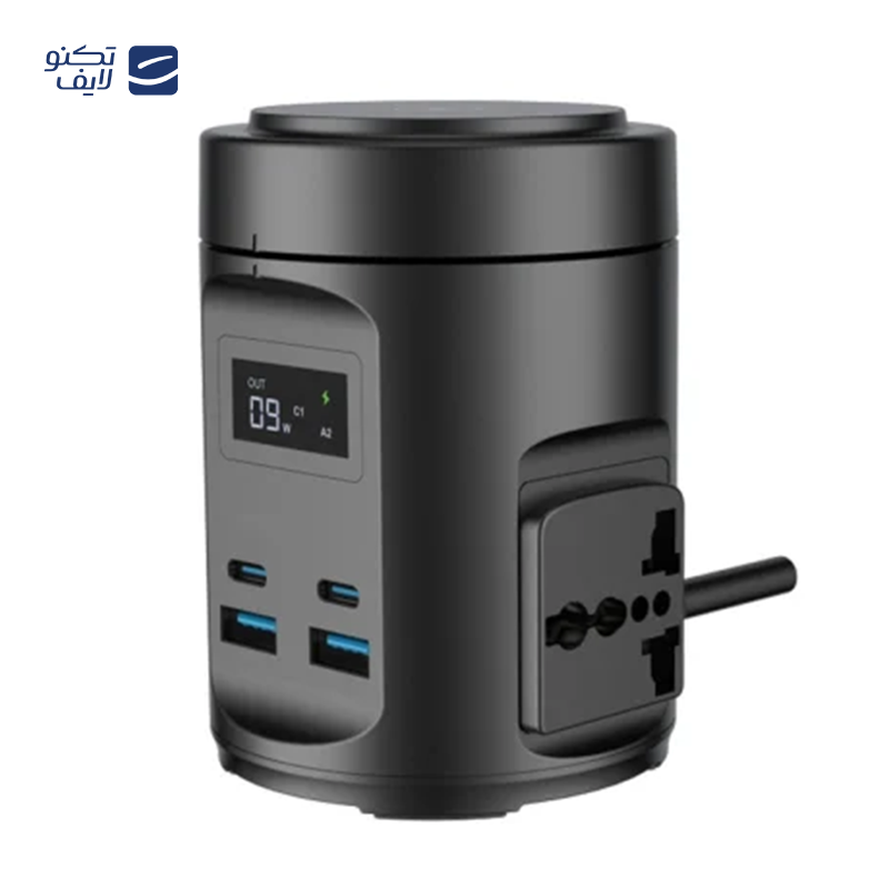 gallery-چندراهی برق پاورولوجی مدل 12 AC Sockets GaN Tower Hub PWCUQC025BK copy.png