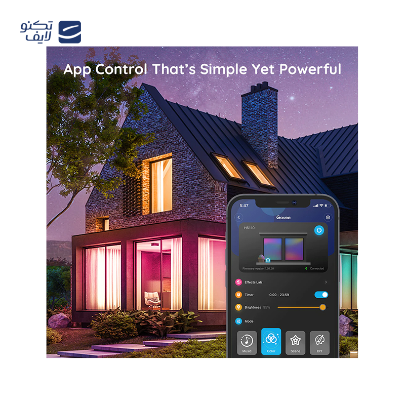 gallery-ریسه هوشمند گووی مدل RGBIC Basic Wi-Fi Bluetooth LED Strip Lights H618A طول 5 متر همراه با کابل چویتک copy.png gallery-ریسه هوشمند گووی مدل RGBIC Basic Wi-Fi Bluetooth LED Strip Lights H618A طول 5 متر همراه با کابل چویتک copy.png