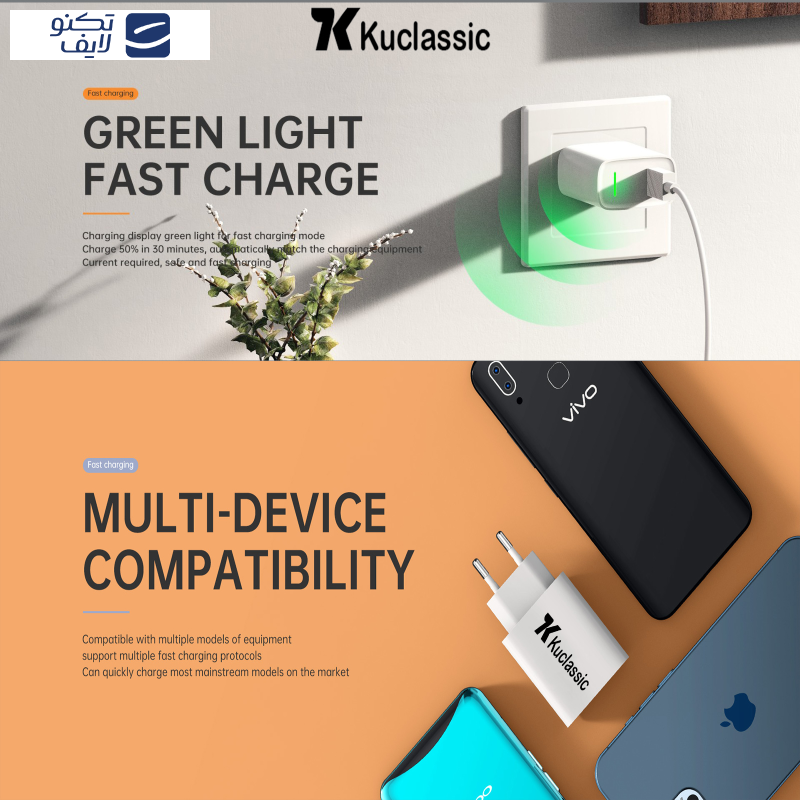 شارژر دیواری 20 وات کوکلاسیک مدل C-3 به همراه کابل USB-C شارژر دیواری 20 وات کوکلاسیک مدل C-3 به همراه کابل USB-C