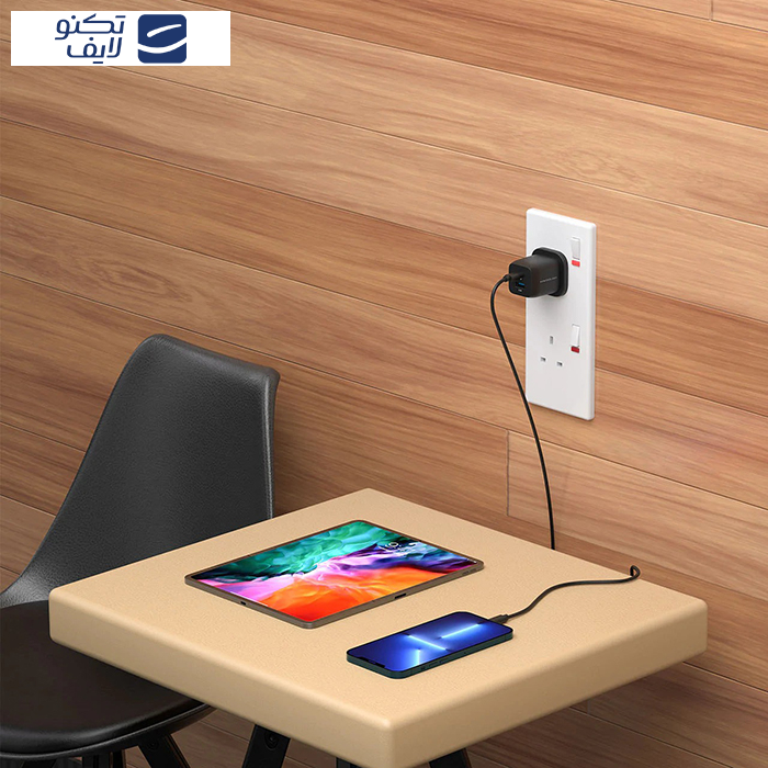 شارژر دیواری 45 وات پاورولوجی مدل PWCUQC004 GaN 45W شارژر دیواری 45 وات پاورولوجی مدل PWCUQC004 GaN 45W