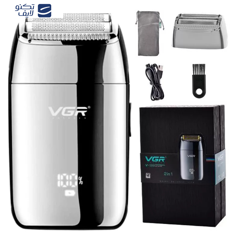 ماشین اصلاح موی صورت وی جی ار مدل V-399، استفاده به صورت خشک و مرطوب، منبع انرژی باتری ، تکنولوژی اصلاح به صورت فویلی، مدت زمان شارژ 180 دقیقه و مدت زمان استفاده پس از شارژ 200 دقیقه، به همراه برس تمیزکننده، جنس تیغه از تیتانیوم ماشین اصلاح موی صورت وی جی ار مدل V-399، استفاده به صورت خشک و مرطوب، منبع انرژی باتری ، تکنولوژی اصلاح به صورت فویلی، مدت زمان شارژ 180 دقیقه و مدت زمان استفاده پس از شارژ 200 دقیقه، به همراه برس تمیزکننده، جنس تیغه از تیتانیوم