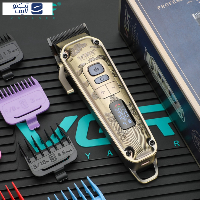 ماشین اصلاح موی سر و صورت وی جی ار مدل V-005، اصلاح به صورت ، منبع انرژی با کابل USB، تکنولوژی اصلاح به صورت برش مستقیم، مدت زمان شارژ 230 دقیقه و مدت زمان استفاده پس از شارژ 250 دقیقه، به همراه برس تمیزکننده، 8 عدد شانه، روغن، با قابلیت تنظیم سرعت ماشین اصلاح موی سر و صورت وی جی ار مدل V-005، اصلاح به صورت ، منبع انرژی با کابل USB، تکنولوژی اصلاح به صورت برش مستقیم، مدت زمان شارژ 230 دقیقه و مدت زمان استفاده پس از شارژ 250 دقیقه، به همراه برس تمیزکننده، 8 عدد شانه، روغن، با قابلیت تنظیم سرعت