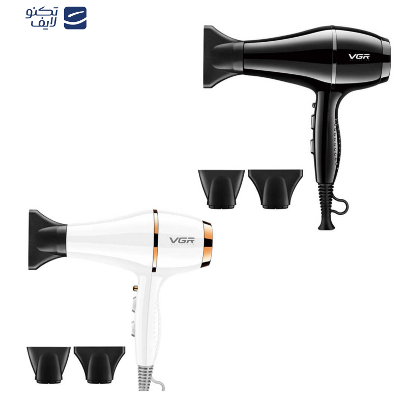 سشوار حرفهای وی جی ار مدل V-414، موتور AC با توان مصرفی 2200 وات، دارای فناوری تولید یون، دارای حلقه آویختن، با حالت صافکننده و حجمدهنده، وزن 802 گرم، تنظیم حرارت 3 حالته و کنترل سرعت 2 حالته، به همراه 3 عدد سری متمرکزکننده سشوار حرفهای وی جی ار مدل V-414، موتور AC با توان مصرفی 2200 وات، دارای فناوری تولید یون، دارای حلقه آویختن، با حالت صافکننده و حجمدهنده، وزن 802 گرم، تنظیم حرارت 3 حالته و کنترل سرعت 2 حالته، به همراه 3 عدد سری متمرکزکننده
