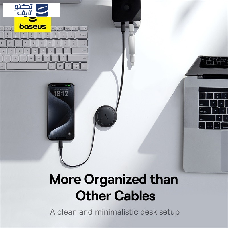 کابل تبدیل USB-C به USB-C بیسوس مدل Free2Pull Mini 60W طول 1 متر کابل تبدیل USB-C به USB-C بیسوس مدل Free2Pull Mini 60W طول 1 متر