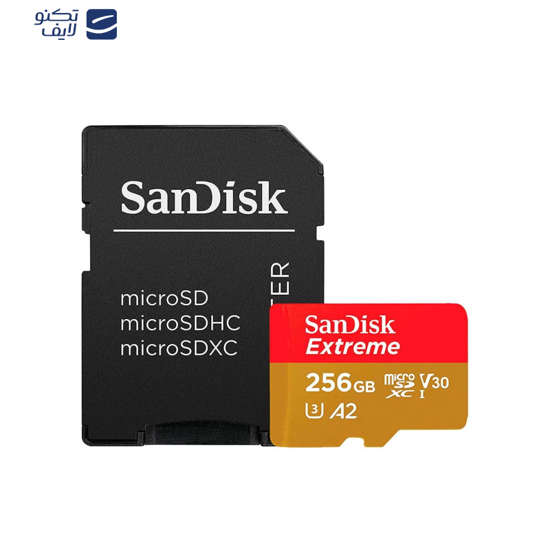کارت حافظه microSDXC  سن دیسک مدل Extreme کلاس A2 استاندارد UHS-I U3 سرعت 190MBps ظرفیت 256 گیگابایت کارت حافظه microSDXC  سن دیسک مدل Extreme کلاس A2 استاندارد UHS-I U3 سرعت 190MBps ظرفیت 256 گیگابایت
